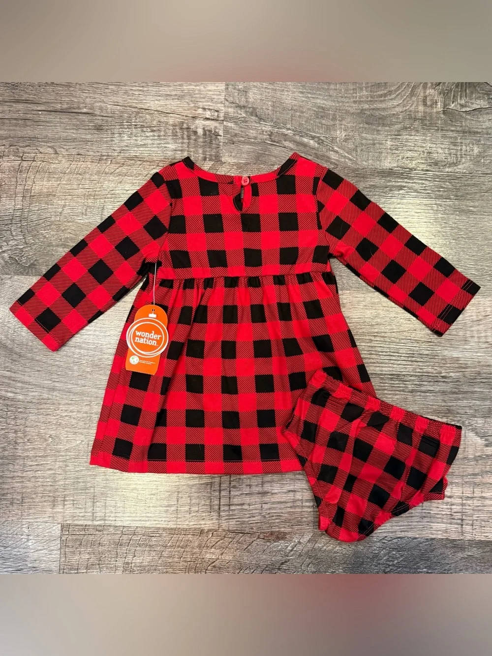 NWT Wonder Nation Buffalo Plaid Dress With Matching Diaper Cover 6-9 Months